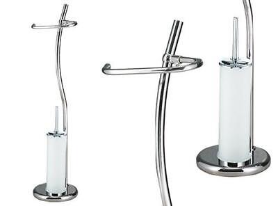 PIANTANA DA BAGNO BRIXO 2in1 CROMO CON PORTASCOPINO H 77 CM ARREDO BAGNO