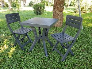 SET DUETTO RESINA TAVOLO + 2 SEDIE BIANCO O TORTORA O ANTRACITE