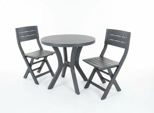 SET DUETTO RESINA TAVOLO + 2 SEDIE BIANCO O TORTORA O ANTRACITE