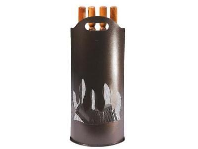 SET ATTREZZI PER CAMINO PANEL 4 UTENSILI PER CAMINETTO C/CONTENITORE CM.23XH60