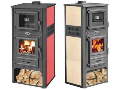 STUFE A LEGNA K-LINE KALOROS CON FORNO KW 13 CM. 50X46X116H BEIGE o ROSSO