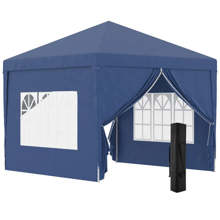Gazebo da Giardino Pieghevole con Corde e Picchetti Inclusi, 2.95x2.95x2.58 m, Blu 84C-430V00BU