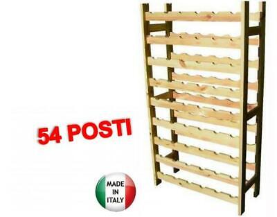 CANTINETTE PORTABOTTIGLIE IN LEGNO MASSELLO DI PINO A 54 POSTI CM.65x25x119H