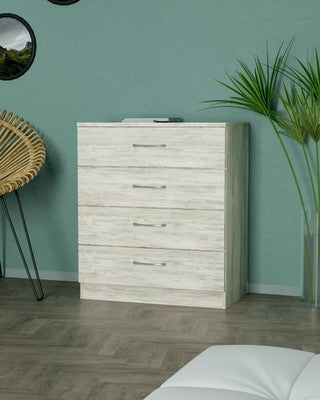 KIT Cassettiera Cassettone 4 Cassetti in Legno cm. 70 x 40 x 72 H