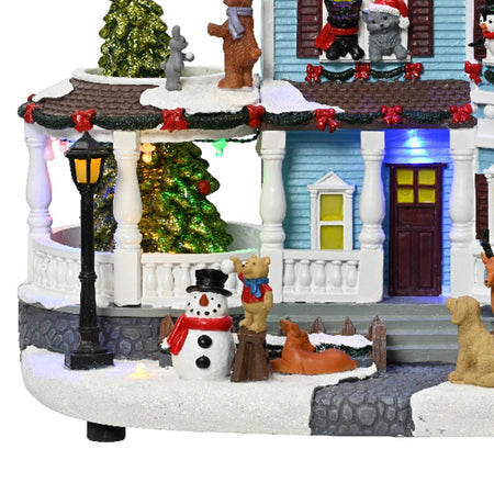 Scena animata a Led con animali  e albero di natale con luci e movimenti 26,5 cm