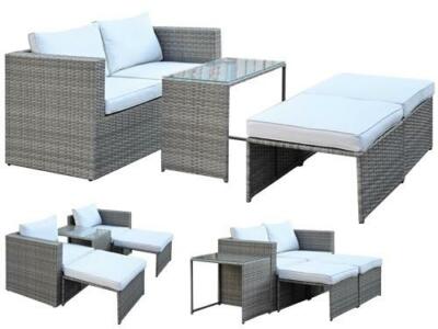 SET RATTAN SALOTTINO COMBO DIVANO TAVOLO E POLTRONE