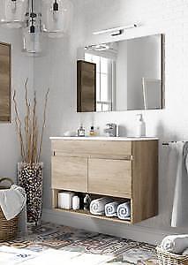KIT MOBILE BAGNO DAKOTA 2 ANTE CM. 80X45X64H ROVERE COMPLETO DI SPECCHIO