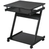 Scrivania per Computer Porta PC Classico e Salvaspazio, Scrivania per cameretta con Piano Tastiera a Scomparsa, 4 Ruote e Ripiano Inferiore Nero 60x48x73cm QS2836-293BKQS2