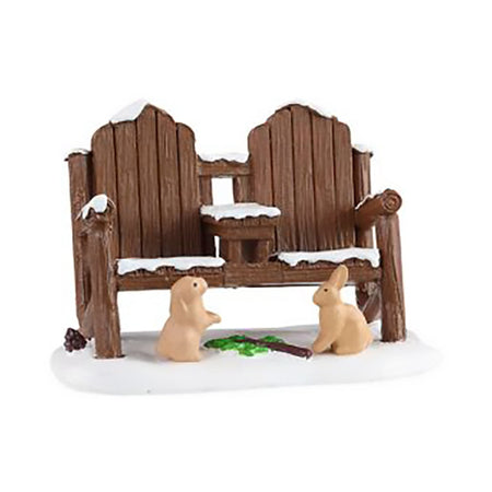 Accessori per villaggio di Natale con idranti, panchine, casella postale e bancarella, set da 4 pezzi