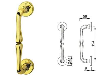 MANIGLIONI MANIGLIE HOPPE OTTONE M439/42 MANIGLIE PORTE PORTONI