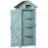 Casetta da Giardino Porta Attrezzi in Legno con 3 Ripiani, 77x54.2x179cm, Blu ZX4845-209V01BUZX4