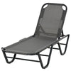 Lettino Prendisole in Alluminio con Schienale Reclinabile a 5 Livelli, 163x58.5x91cm, Grigio 84B-386GY