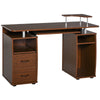 Scrivania per Computer Moderna Porta PC in Legno con Cassetti, Scrivania Salvaspazio Con Libreria, Mensola Estraibile e Porta Tastiera, 120x55x85cm, Marrone ZA6920-011V01ZA6