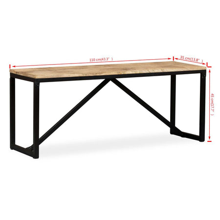Panca in Legno Massello di Mango 110x35x45 cm con Gambe in Acciaio - Stile Industriale Robusto e Duraturo - Generico