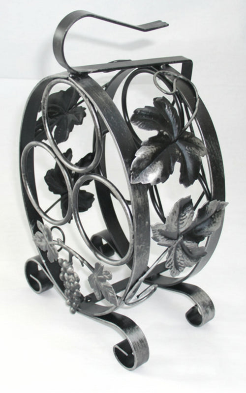 CANTINETTA PORTABOTTIGLIE A BOTTE IN FERRO BATTUTO 3 POSTI ALTEZZA CM. 38