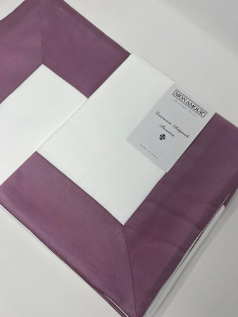 Mon Amour Completo Lenzuola Matrimoniale in Raso di Cotone con Balza Colorata B210 - Passarelli Biancheria