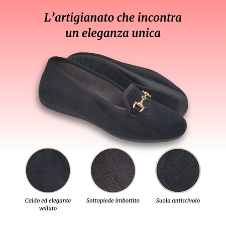 Le Parigine Eleganti Ballerine Donna da Casa, Friulane in Velluto Invernali, Ciabatte Basse e Chiuse, Produzione Artigianale