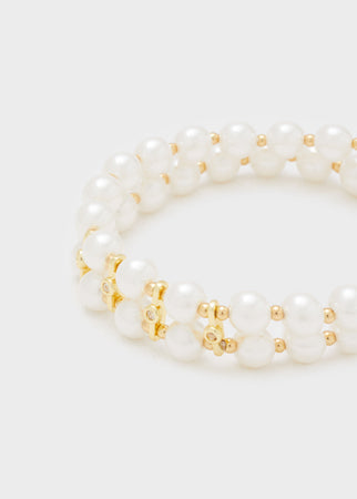 Bracciale two-rows perle bianche