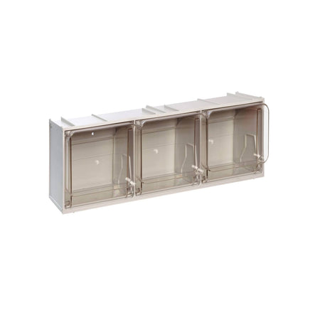 Cassettiera modulare componibile "Crystal Box" in polietilene tereftalato resistente agli urti e antigraffio