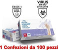 1CONF.-DA-100PZ---TAGLIA-XL---GUANTI-VINYL-USO-MEDICO-SENZA-POLV