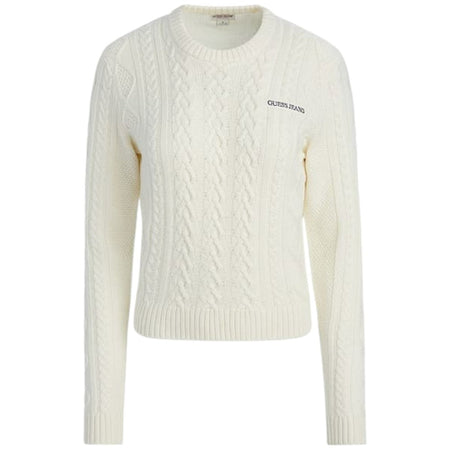 Guess Jeans pullover bianco trecce W4BR13 Z3HN2 G293 Maglieria Guess Jeans