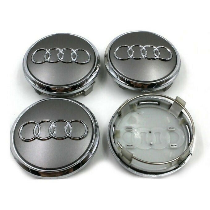 Set 4 Tappi Coprimozzi 60mm Originali Audi A1 A3 A4 A5 A6 Q3 Q5