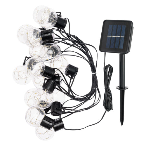 Catena solare 15 lampadine Ø 50 mm luce calda da esterno 6 mt