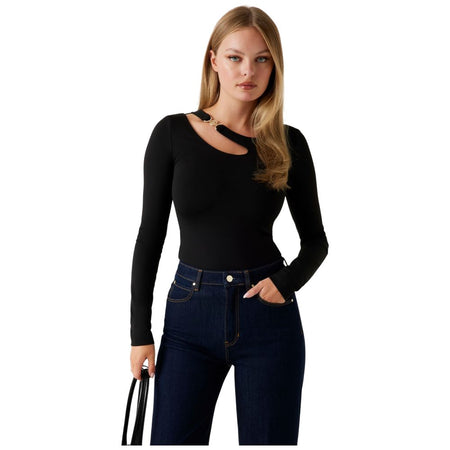 Guess maglia nera top cut out e fibbia ELEANOR W5BP18KC7M2JBLK