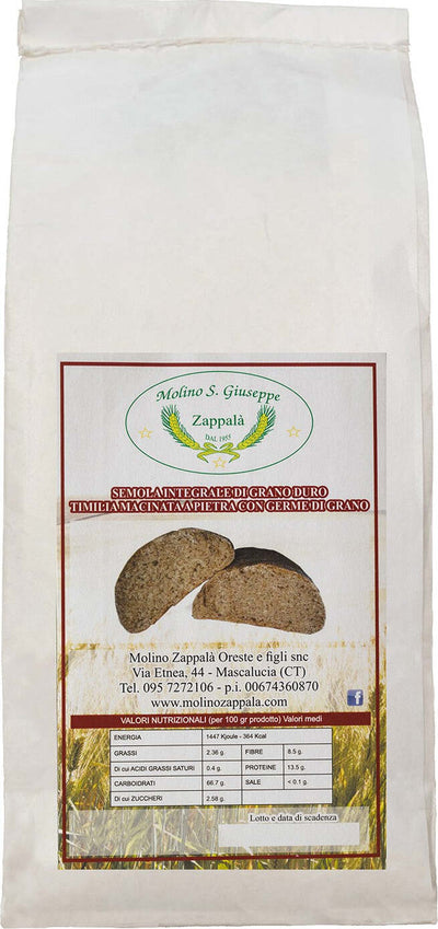 1Kg-Semola-INTEGRALE-di-TUMMINIA-(TIMILIA)--molita-a-pietra--Molino-Zappalà