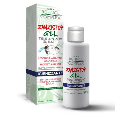 Zanzistop gel igienizzante e repellente naturale con oli essenziali citronella efficace per il corpo ultra retinol complex