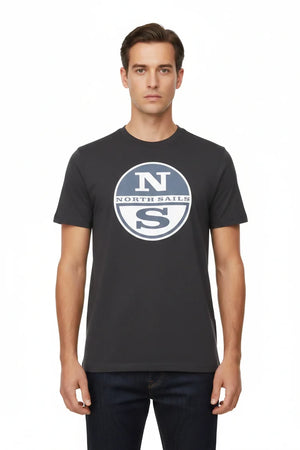 Maglietta North&Sails uomo estiva con logo frontale grande, 100% cotone, manica corta girocollo