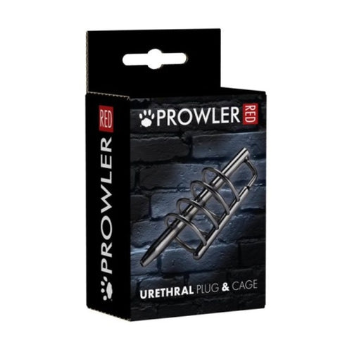Plug uretrale e cage per pene acciaio Prawwler Red Inseribile 9 cm BDSM