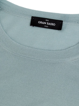 Gran Sasso Maglia Girocollo Azzurra in Cashmere e Seta in Azzurro da uomo