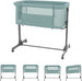 KIKKABOO Culla Fianco Letto colore Mint - verde menta - Culla Neonato Fianco Letto, Spondina Apribile con una Mano, Altezza Regolabile, Regolabile con Vari Livelli di Altezza, Piedini Pieghevole, 0m+