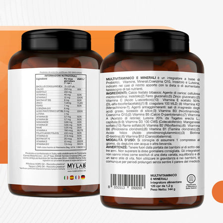 Multivitaminico Multiminerale Con Fermenti Lattici, Vitamina D, Acido Folico E Coenzima Q10 | 360° Defender Integratore Multivitaminico Completo Con 15 Vitamine E 8 Sali Minerali