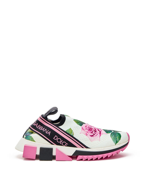 Dolce & Gabbana Sneakers in Maglina con Stampa Rose da donna