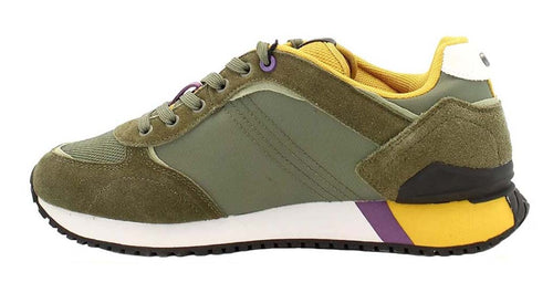 COLMAR Sneakers Uomo art. TRAVIS PLUS COLORS 011 in tessuto/suede Military Green-Ochre-Purple