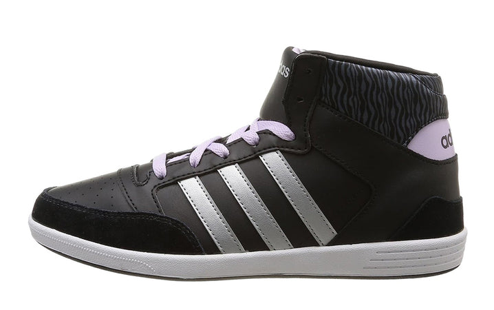 ADIDAS Tennis alte Donna art. HOOPS VL MID W (F97823) in ecopelle Black/Silver/Purple