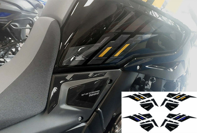2-ADESIVI-3D-PROTEZIONI-LATERALI-SERBATOIO-MOTO-compatibili-SUZUKI-V-STROM-1050