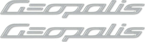 2-ADESIVI-GEL-3D-COPPIA-SCRITTE-argento-GEOPOLIS-per-scooter-compatibili-PEUGEOT