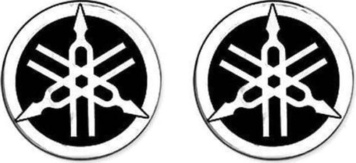 2-ADESIVI-in-RESINA-3D-Tondi-YAMAHA-DIAPASON-per-MOTO-SCOOTER-50-mm-Nero-Bianco