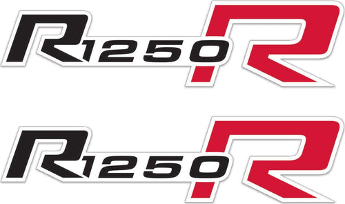 2-ADESIVI-per-MOTO-compatibili-BMW-R1250R-STICKERS-R-1250-R-NERO-ROSSO-12x3-cm