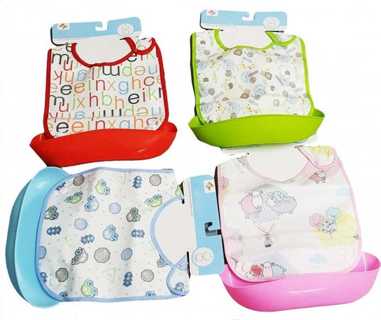 2 BAVETTI SILICONE COTONE TASCA IMPERMEABILE BAVAGLINI NO USCITA CIBO BAMBINO/A Prima infanzia/Allattamento e pappa/Bavaglini/Bavaglini Trade Shop italia - Napoli, Commerciovirtuoso.it