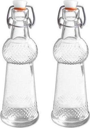 2-Bottiglia-Bottiglie-Bottigliette-In-Vetro-Con-Meccanico-Con-Guarnizione-75ml