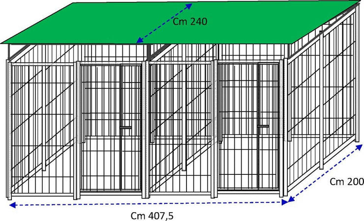 2 Box per Cani con Copertura Zincatura a Caldo Ciascuno da 200x200x Altezza 180 Cm Prodotti per animali domestici/Cani/Cucce gabbiette e recinzioni/Recinti da esterno Ogomondo - Martina Franca, Commerciovirtuoso.it