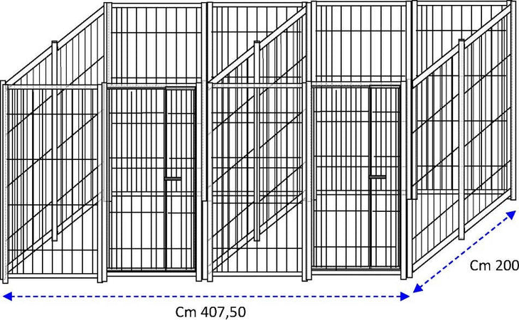 2 Box per Cani da Esterno con Zincatura a Caldo Ciascuno da 200x200x Altezza 180 Cm Prodotti per animali domestici/Cani/Cucce gabbiette e recinzioni/Recinti da esterno Ogomondo - Martina Franca, Commerciovirtuoso.it