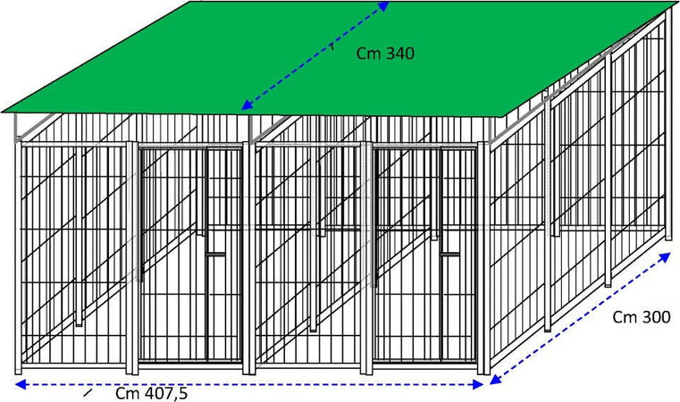 2 Box per Cani da Esterno Coperto con Zincatura a Caldo Ciascuno da 300x200x Altezza 180 Cm Prodotti per animali domestici/Cani/Cucce gabbiette e recinzioni/Recinti da esterno Ogomondo - Martina Franca, Commerciovirtuoso.it