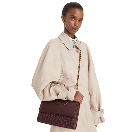 TORY BURCH borse a spalla donna tory burch - fleming convertible shoulder bag - bordeaux da donna