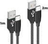 2 Cavi USB USB tipe C (1 metro + 2 metri) Fast Charge per Smartphone PC Tablet