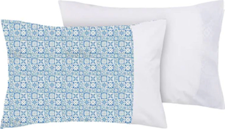 2-federe-coppia-di-federe-bifaccia-doubleface-stampa-digitale-100%-cotone-Made-in-Italy-MAIOLICHE-QUADRETTI-BLU-/-BIANCO